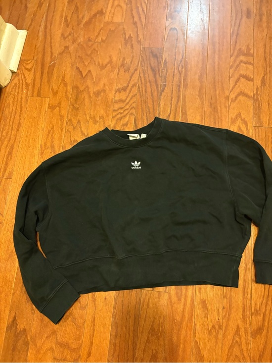 adidas Tops - adidas Black Crewneck Sweatshirt with Trefoil Logo